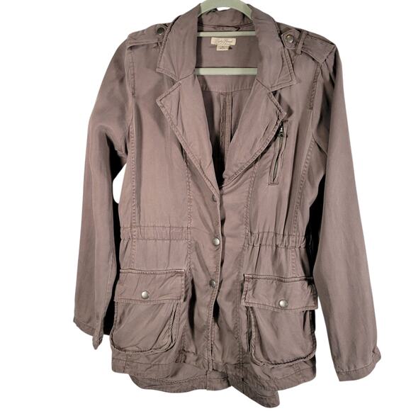 Lucky Brand Women’s Small Gray 100% Tencel Field Utility Jacket Neutral - Picture 1 of 9